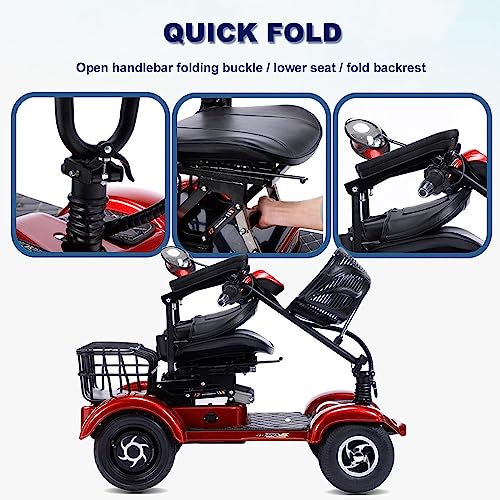 Folding Mobility Scooter for Adults with Lights, Compact Travel Scooter F728