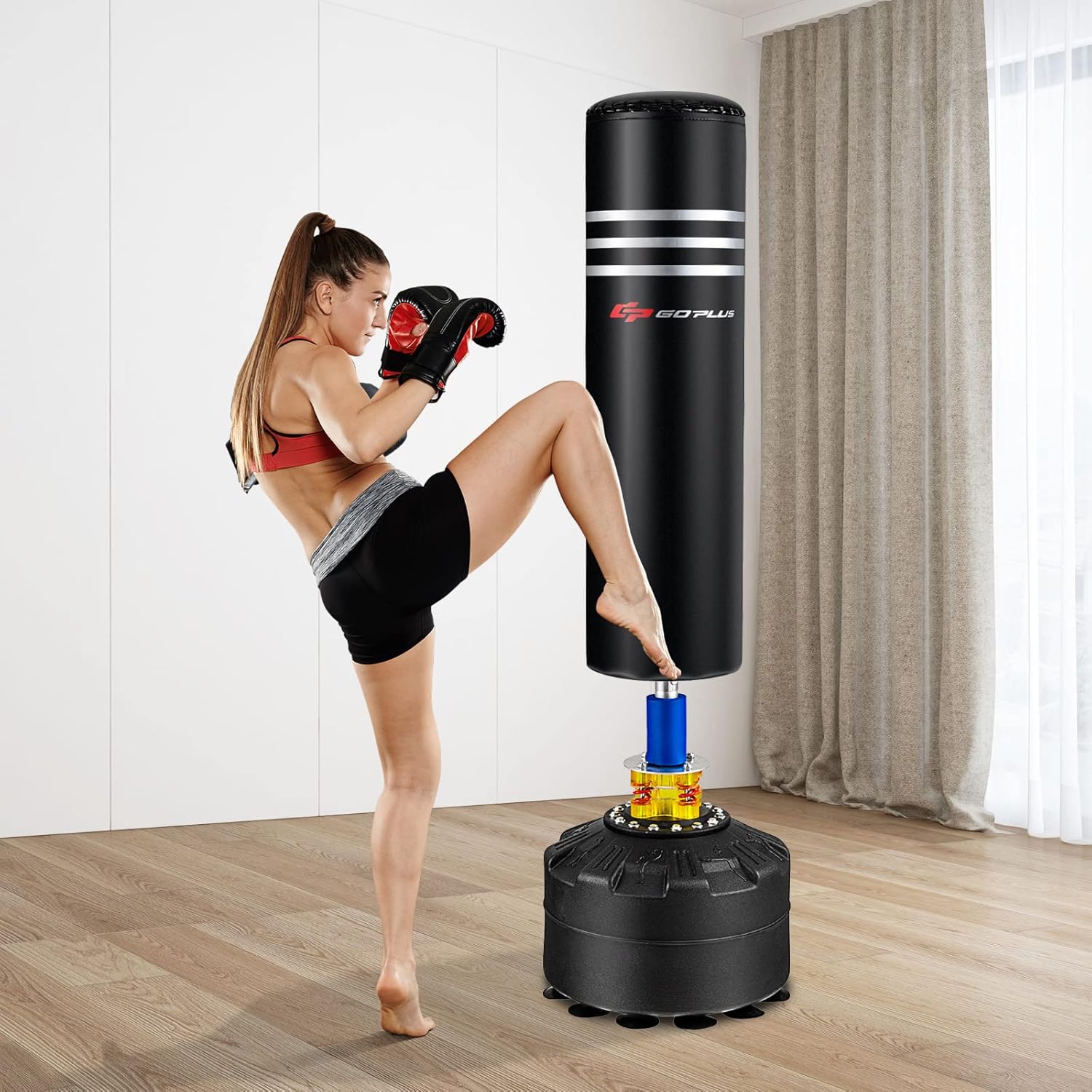 Freestanding Punching Bag with Gloves, 220LBS Heavy Boxing Bag for Home Gym F8436
