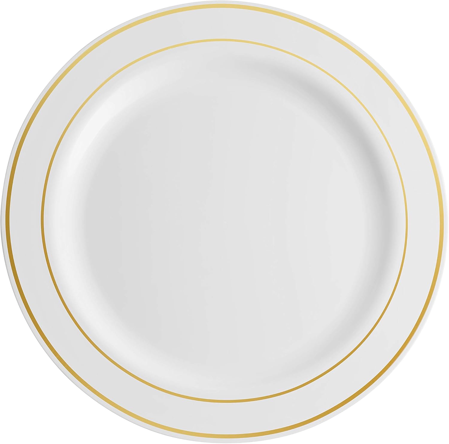100 Piece Plastic Party Plates White Gold Rim, 50 Dinner and 50 Dessert Plates K48971