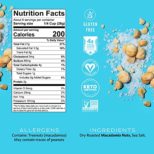 Roasted Macadamia Nuts, Sea Salt, 6 oz Jar P521