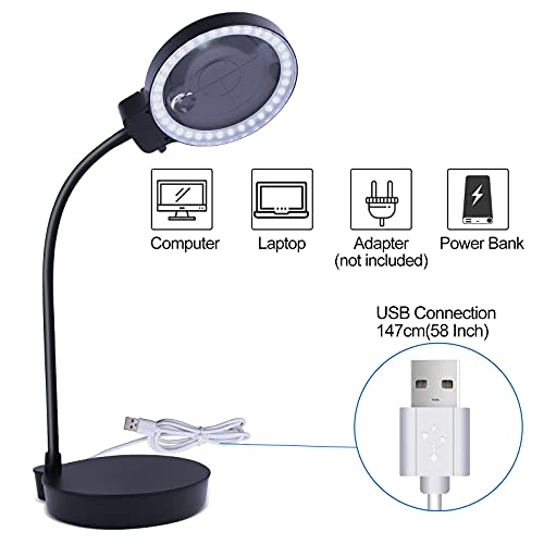 Magnifying Glass with Light and Stand, 10X 20X Adjustable Desk Lamp S24760