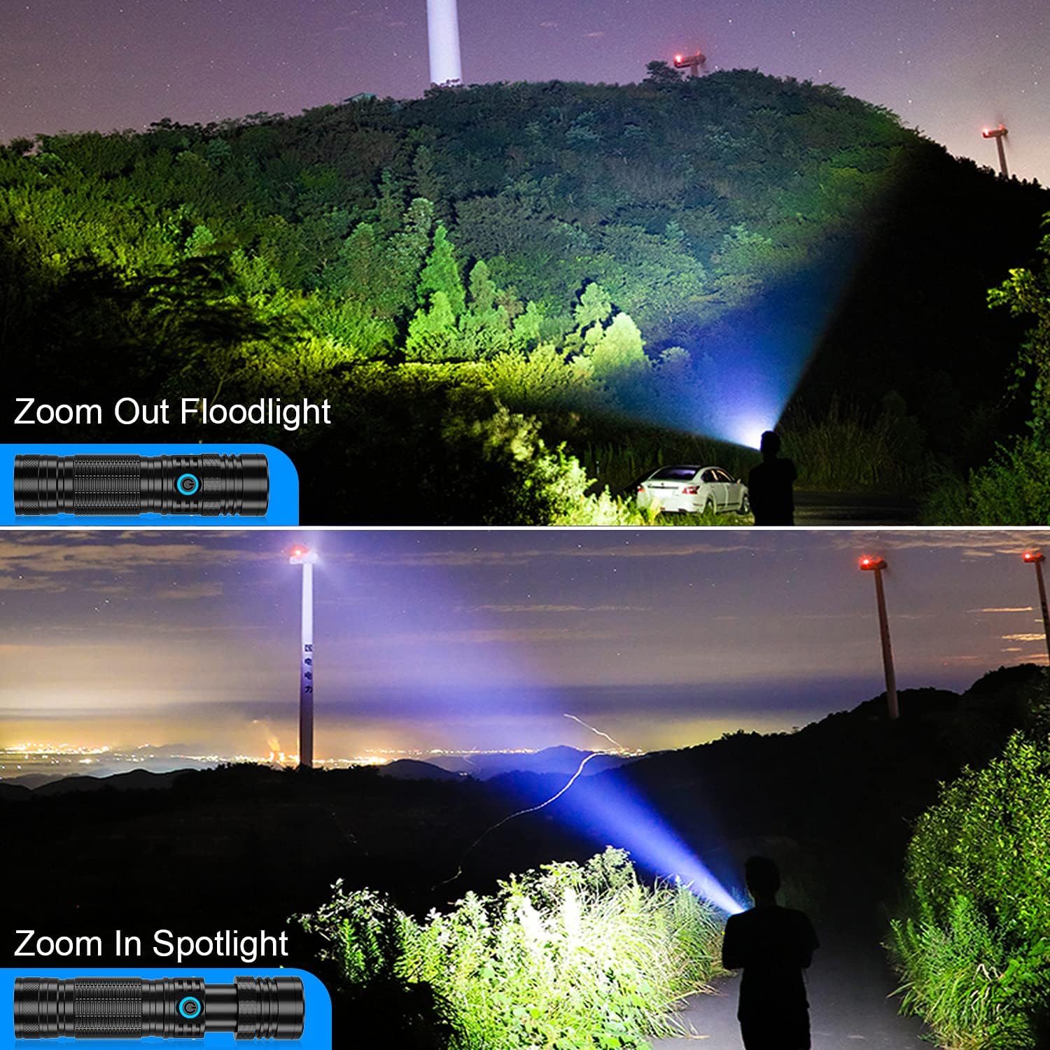 Rechargeable LED Flashlight, 1200 Lumens, USB-C, Waterproof F69289