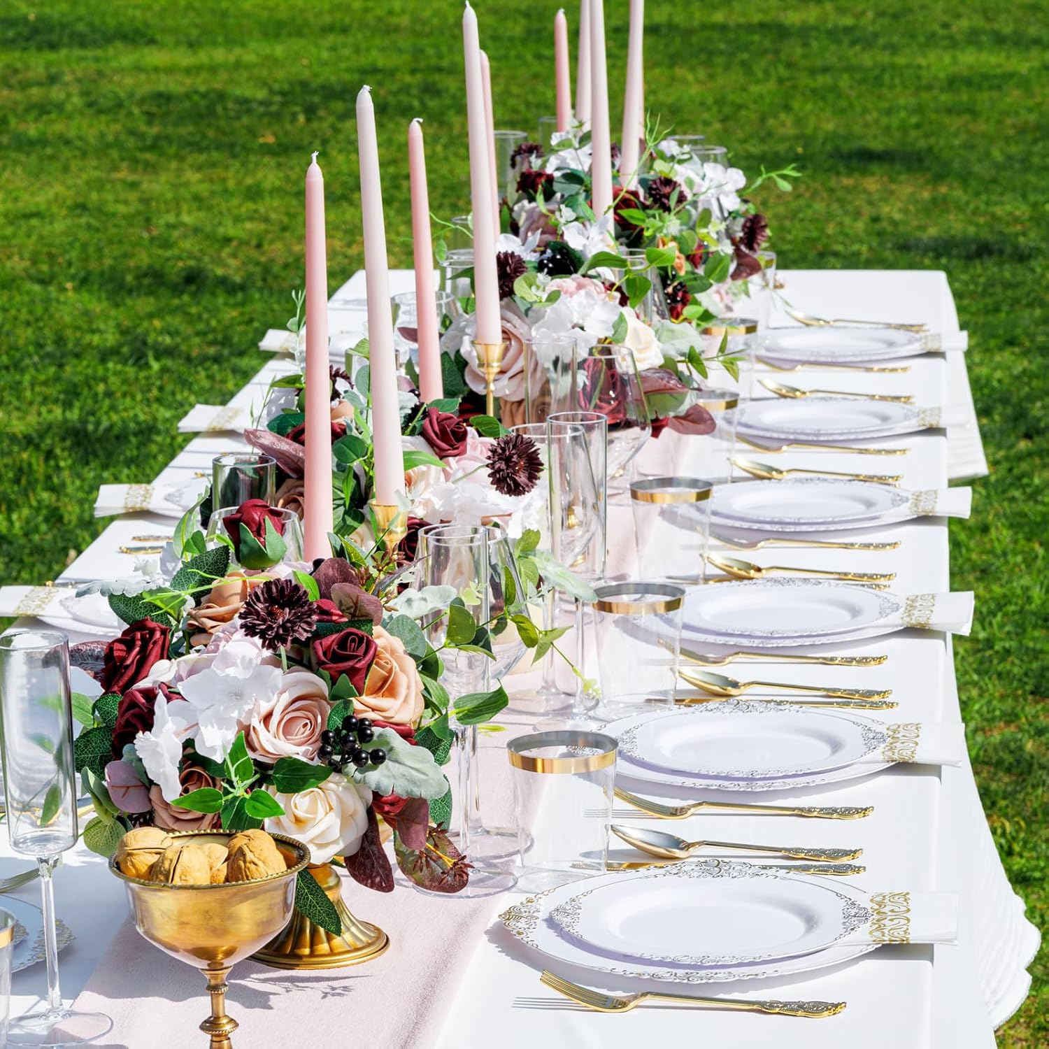 Gold Plastic Dinnerware Set for 50 Guests B56368