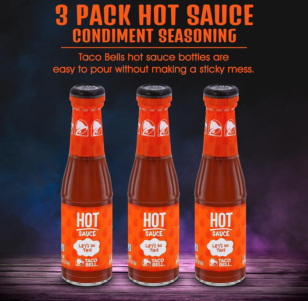 Taco Bill Hot Sauce Bottle, 3 Pack Taco Sauce Condiment Seasoning for Tacos, Salads, Chips, Quesadillas, Chicken, Tex Mex, Burritos, 7.5 oz Each B827944