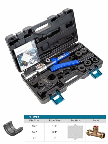 Copper Pipe Crimping Tool with 1/2, 3/4, 1 Inch Jaws N293