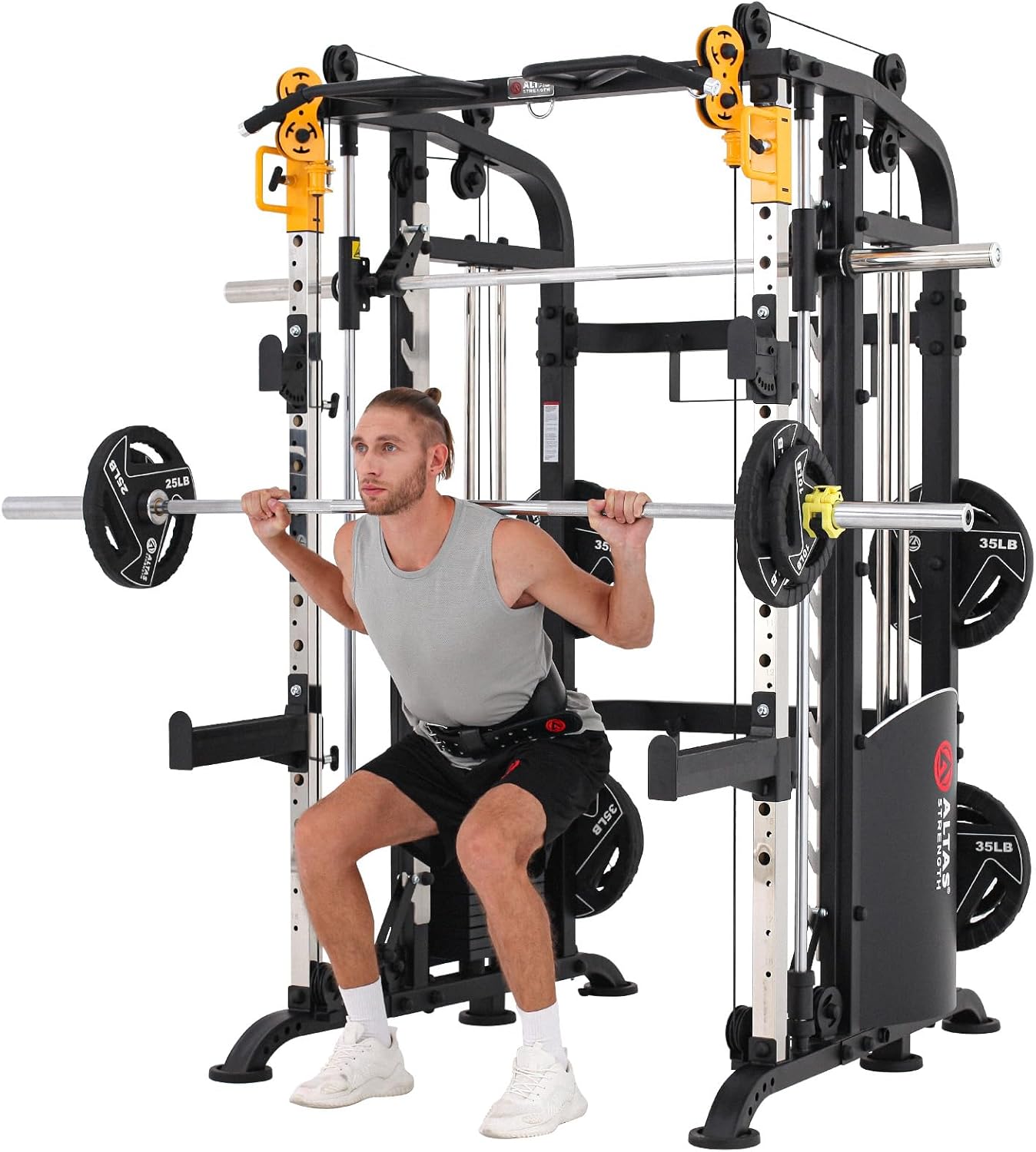 Smith Machine Home Gym Total Body Cage Workout Tower Squat Rack with Pulley K97578