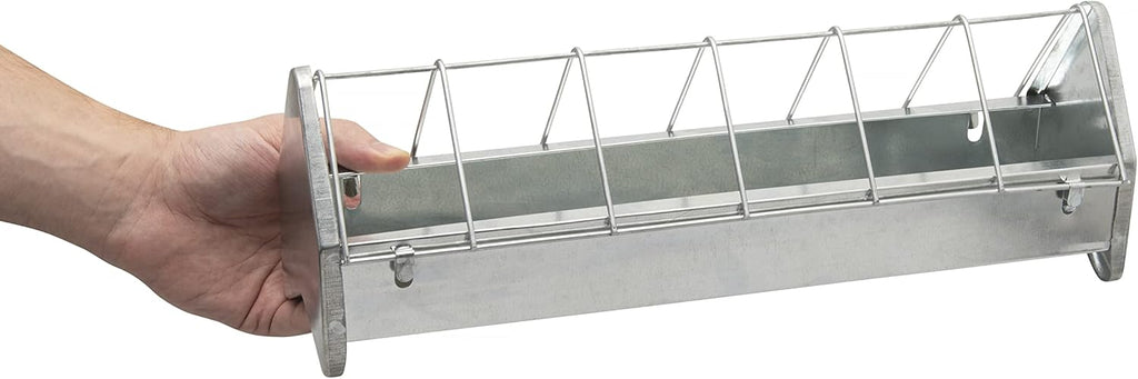Galvanized Metal Chicken Feeder Trough with Anti Roosting Guard R131346