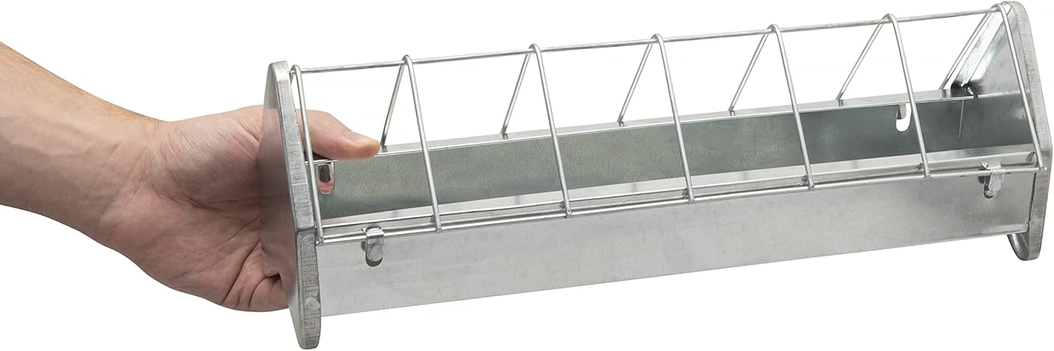 Galvanized Metal Chicken Feeder Trough with Anti Roosting Guard R131346