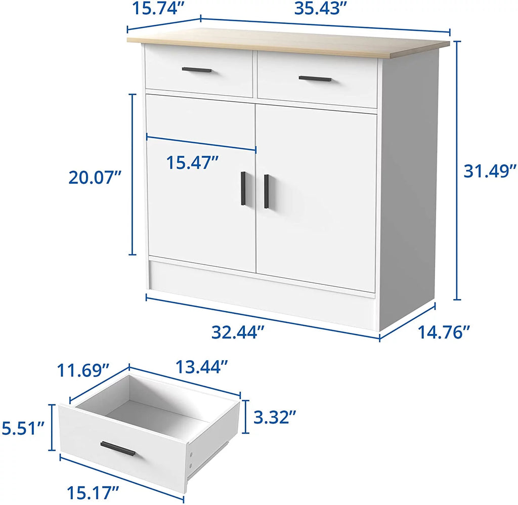 Kitchen Buffet Storage Cabinet with Doors, Drawers and Flexible Shelf S10778