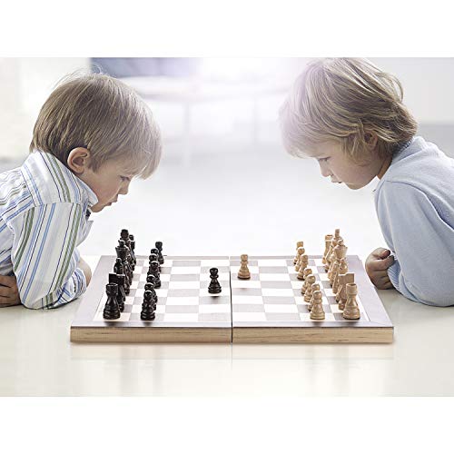 Magnetic Wooden Chess Set with Folding Board and Storage Slots F44381