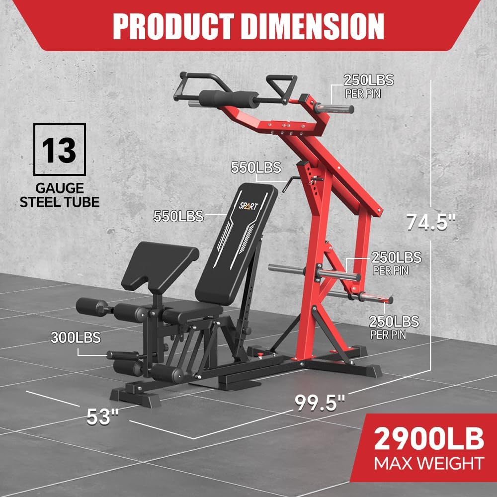 Leverage Machine, Multifunctional Strength Training Station, Plate Loaded Home Gym Z62567