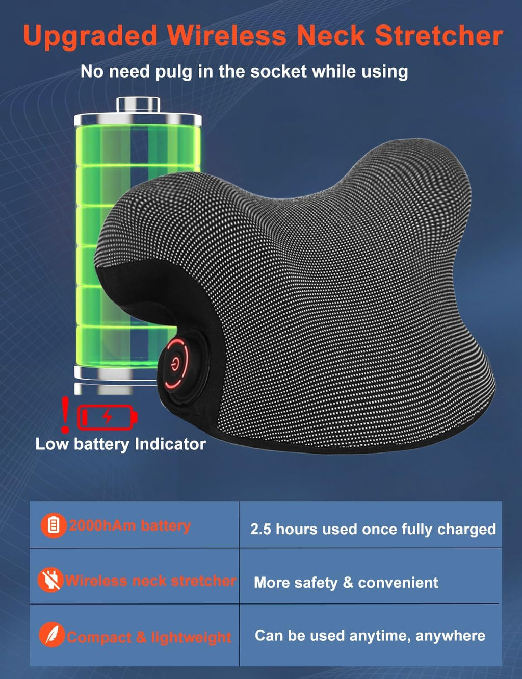 Wireless Heated Neck Stretcher for Pain Relief, Portable Cervical Traction Device L5854