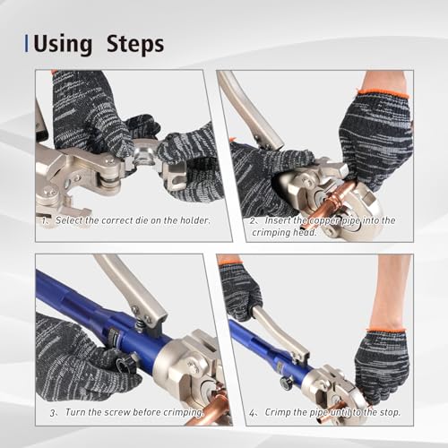 Hydraulic Copper Tube Crimping Tool with 1/2, 3/4, 1-inch Jaw B79589