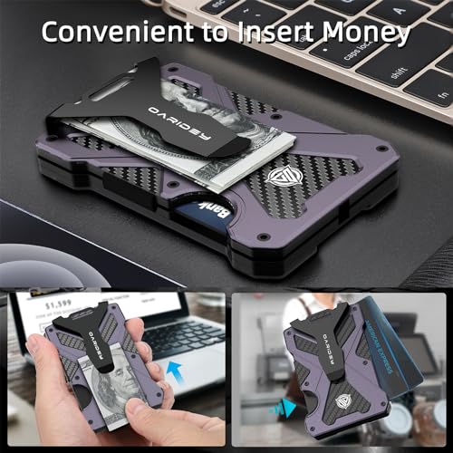 Slim Aluminum Money Clip Wallet with RFID Blocking and Clear ID Holder D265
