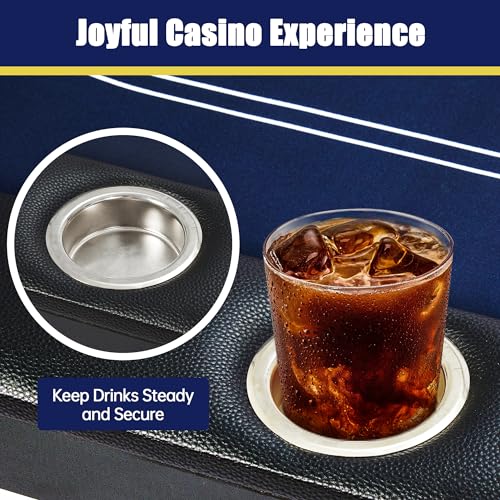Foldable Poker Table for 8 Players with Cup Holders M431861