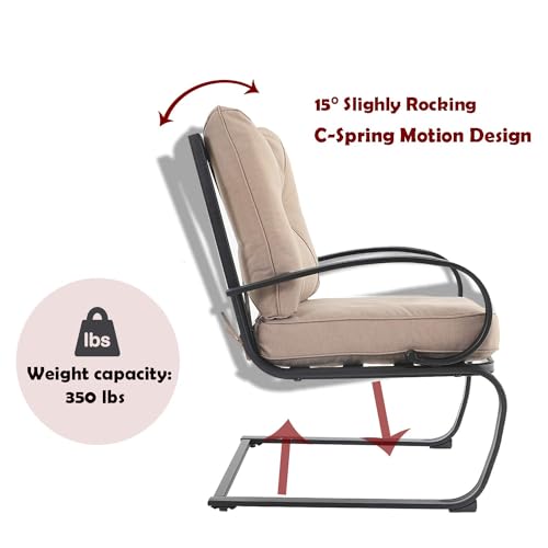 Patio Bistro Dining Spring Motion Chairs with Removable Cushion Seat, Metal Frame B319