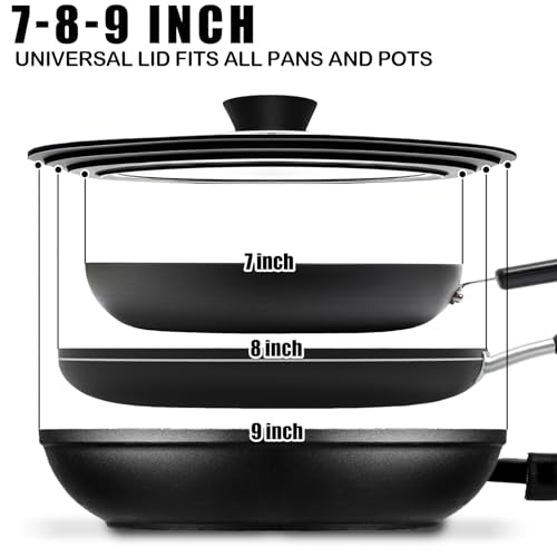 Silicone Lid for Pots and Pans, Tempered Glass Cover 7-12 Inch R255054