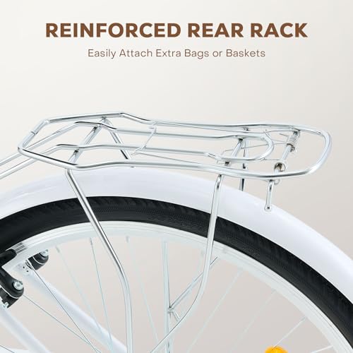Beach Cruiser Bike for Women, 26 Inch, Step Through with Basket R10252