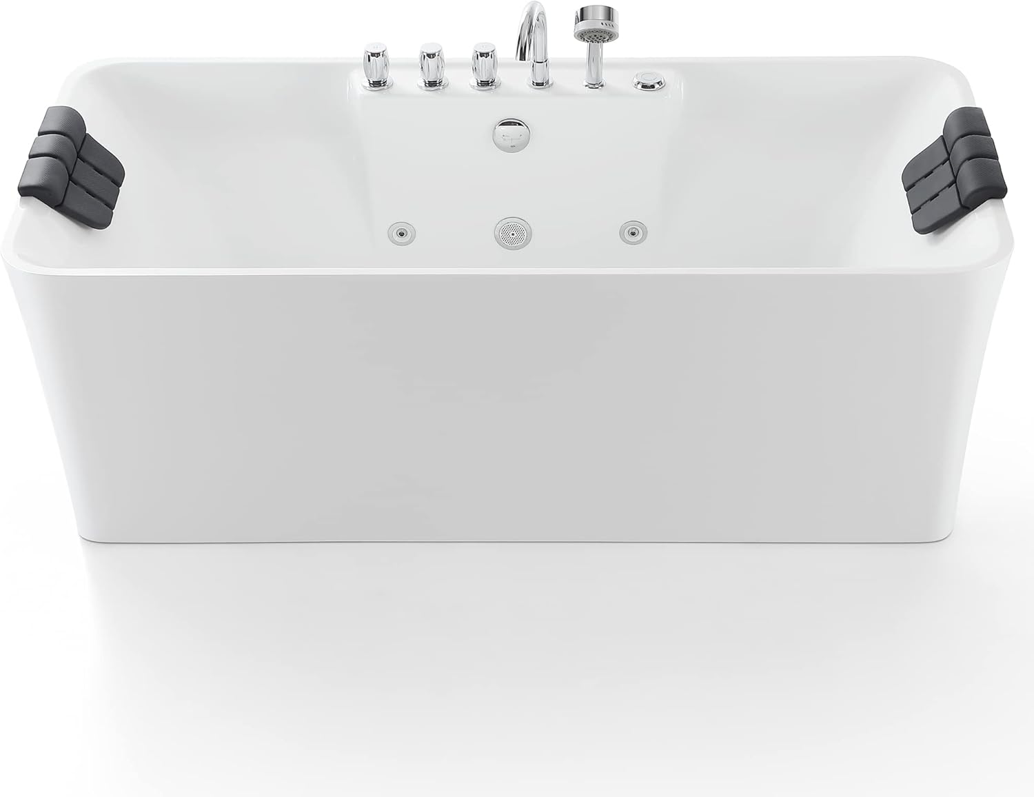 67 Inch Freestanding Whirlpool Bathtub with 8 Jets Acrylic Massage Soaking Tub N7329
