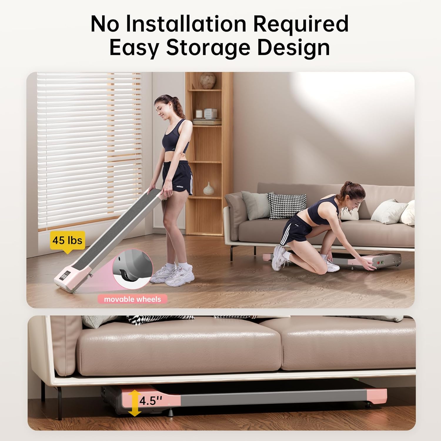 Walking Pad Treadmill for Home Office, Portable with Remote Control V742