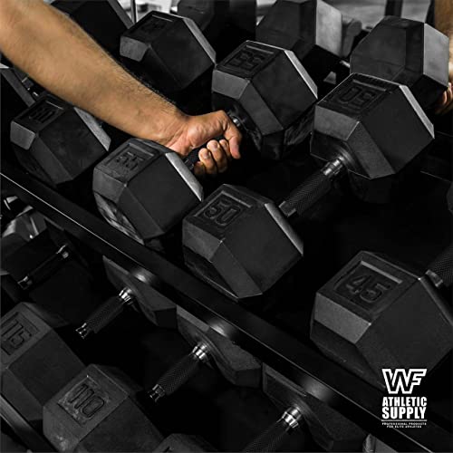 Rubber Encased Hex Dumbbells with Contoured Grip Handle B183