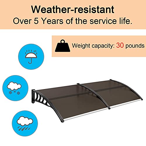 Window Awning Door Canopy Exterior, 30" x 40" Polycarbonate Cover Patio Door Awning Rain Snow Sunlight Protection C77854