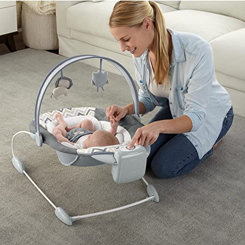 Automatic Baby Bouncer Seat with White Noise, Music, Toy Bar & 2 Plush Infant Toys, 0-6 Months Up to 20 lbs T1932