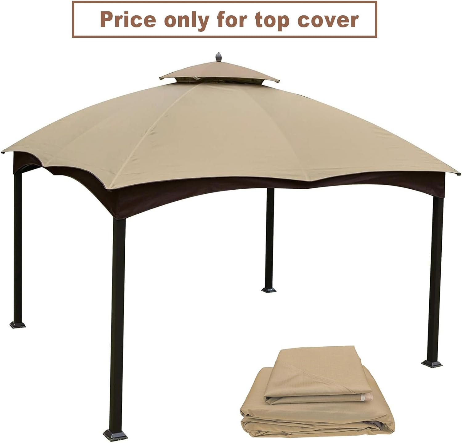 10x12 Ft Outdoor Patio Gazebo Replacement Canopy, Double Tiered Roof Cover W895592
