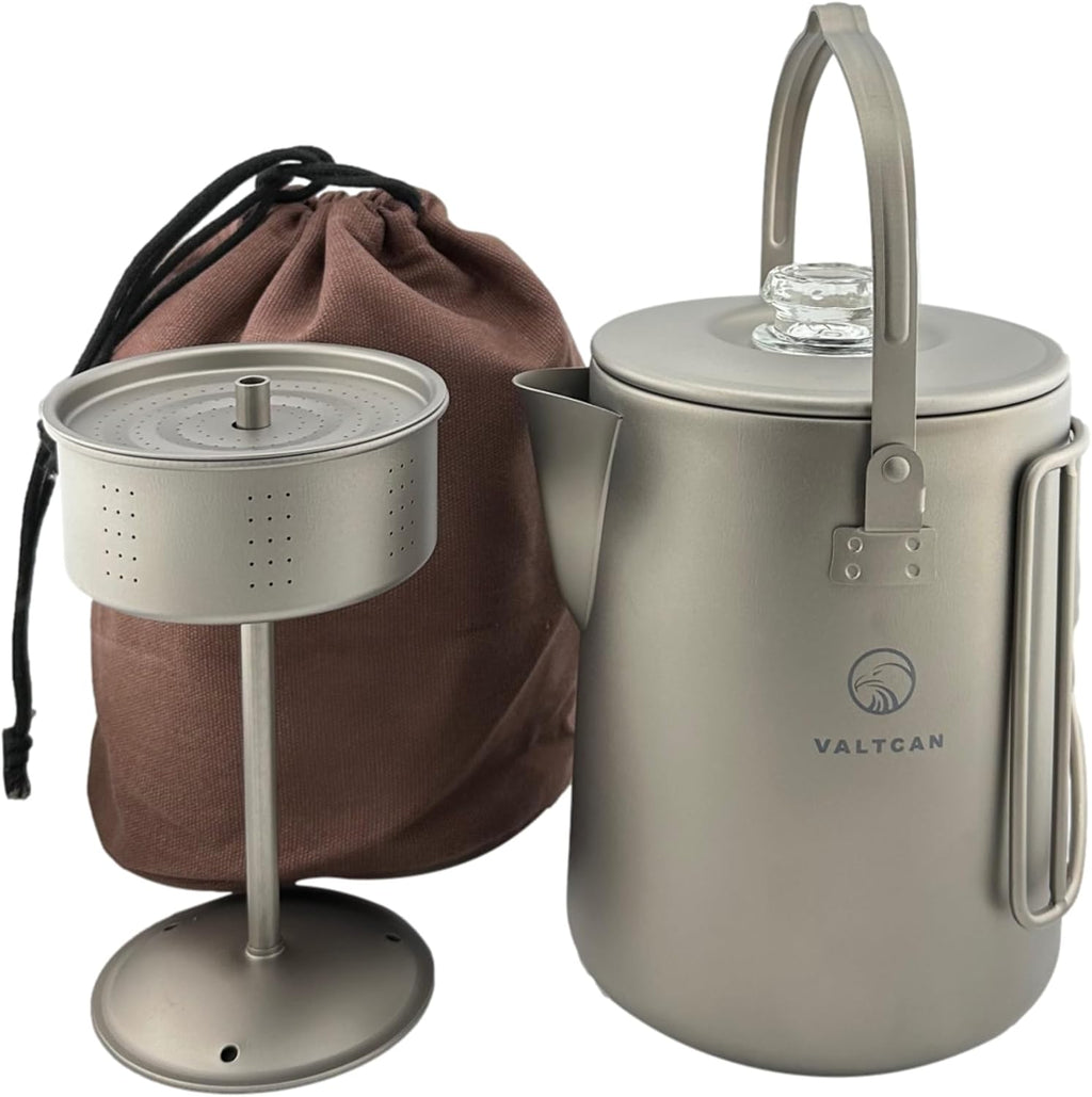Titanium Percolator Coffee Maker Pot 1.5L Ultralight Camping Kettle K7800