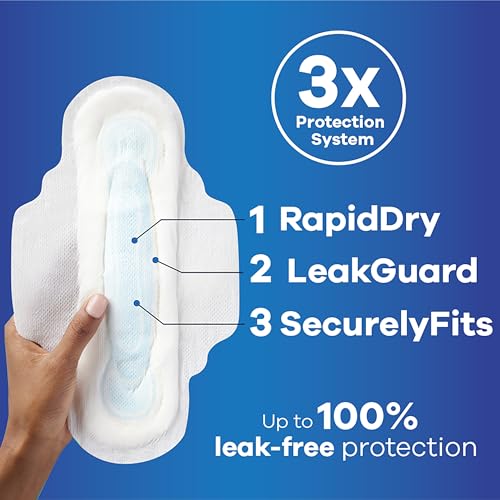 Maxi Pads for Women, Size 2 Long, Super Absorbency, with Wings, Unscented, 60 Count B17912