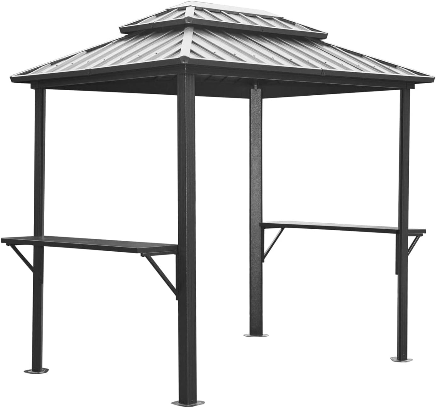 Outdoor Aluminum Hardtop Grill Gazebo with Shelves and Double Roof Y613