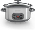 BLACK+DECKER SCD1007 7-Qt Locking Lid Digital Slow Cooker, Silver