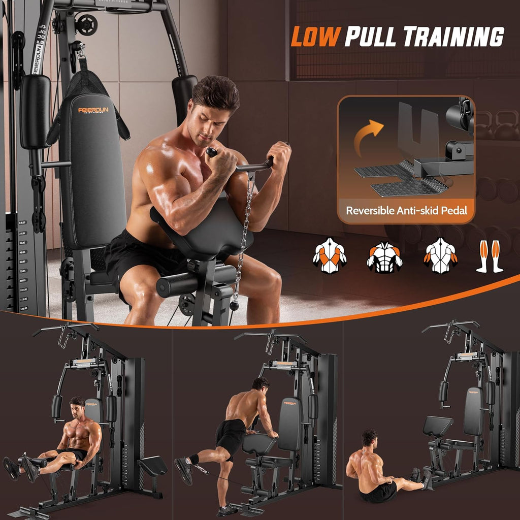 Home Gym Equipment with 154LBS Weight Stack for Leg Press, Lat Pull Down, Chest Presses Z65654