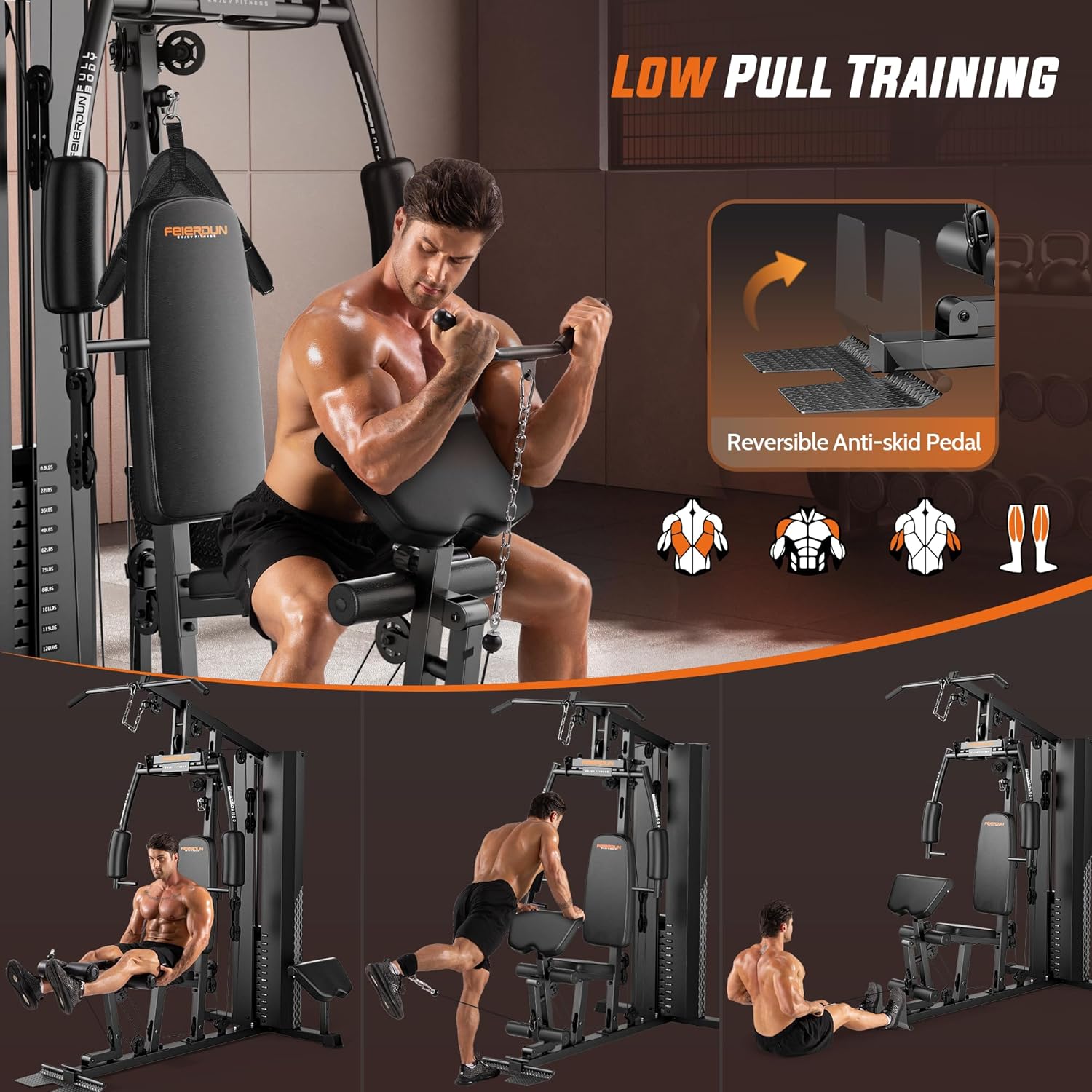 Home Gym Equipment with 154LBS Weight Stack for Leg Press, Lat Pull Down, Chest Presses Z65654