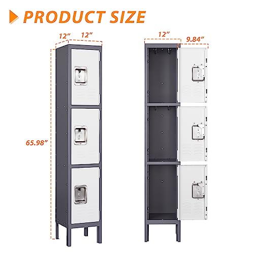 Metal Storage Locker with 2 Doors, 65.98" Height for Home, Office, Gym I32344
