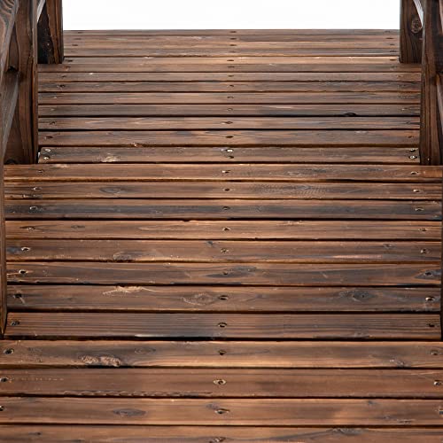 Fir Wood Garden Bridge Arc Walkway with Side Railings C3445