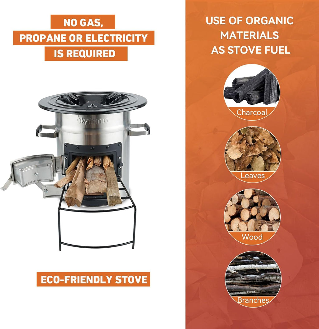Stainless Steel Wood Burning Rocket Stove for Camping and Backpacking M537