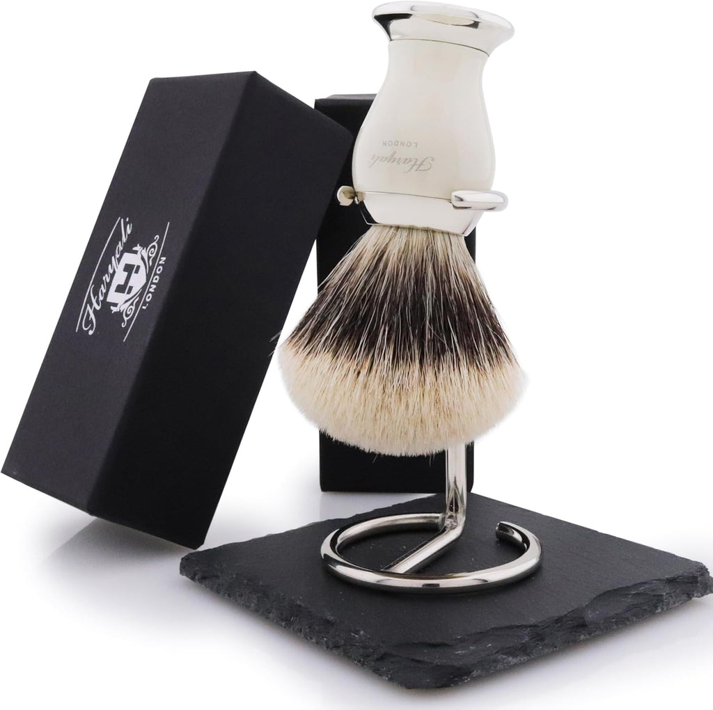 Badger Hair Shaving Brush with Ivory Metal Base H70409