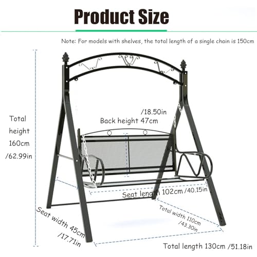 Metal Patio Porch Swing with A-Frame Stand and Adjustable Chains Q331