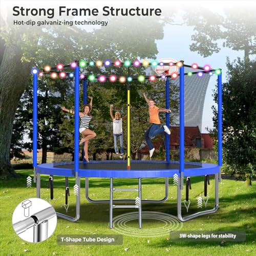 16FT Outdoor Trampoline with Enclosure and Basketball Hoop R414749