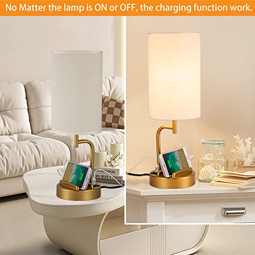 Touch Control USB Table Lamp, 3-Way Dimmable Bedside Lamp with Charging Ports O695118