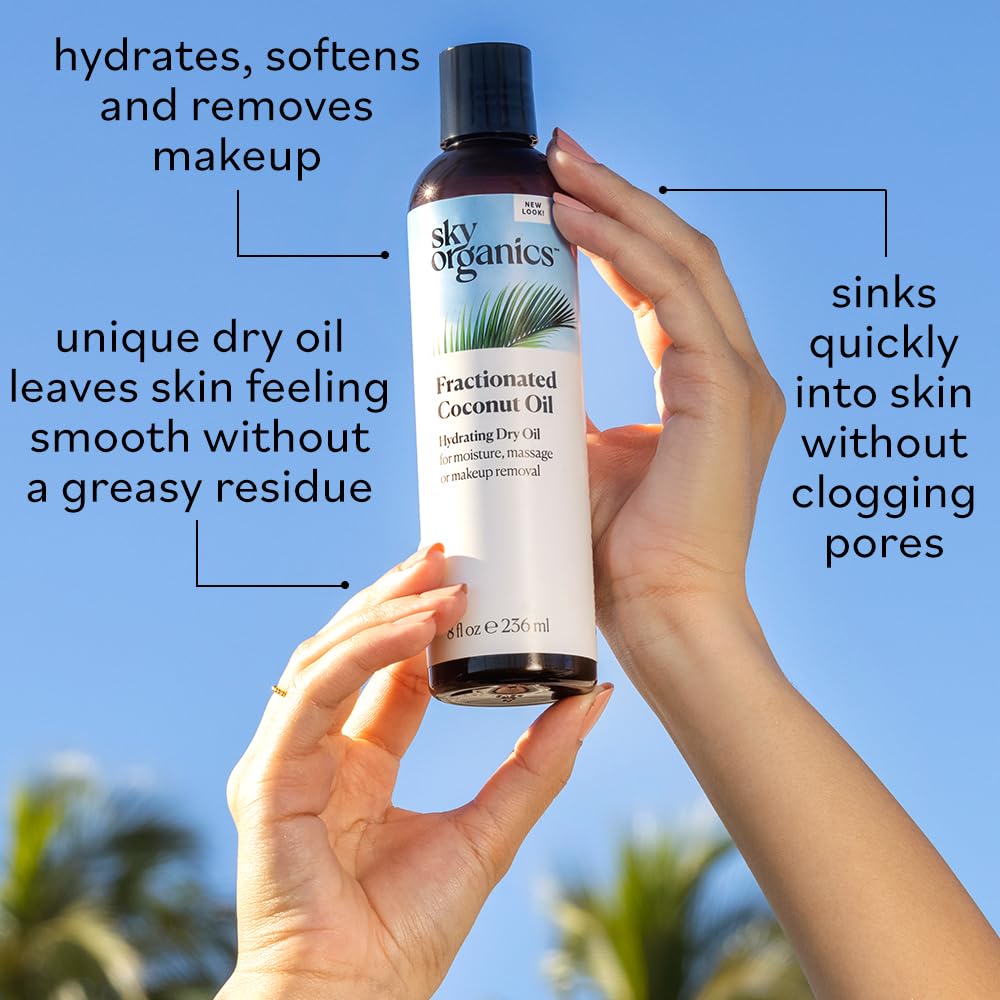 Fractionated Coconut Oil, Hydrating Dry Oil for Face and Body, 8 fl. Oz G7222