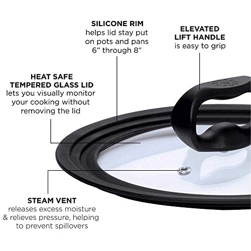 Universal Lid for Pots and Pans, Tempered Glass, Fits 9.5 to 12-Inch Cookware I780829