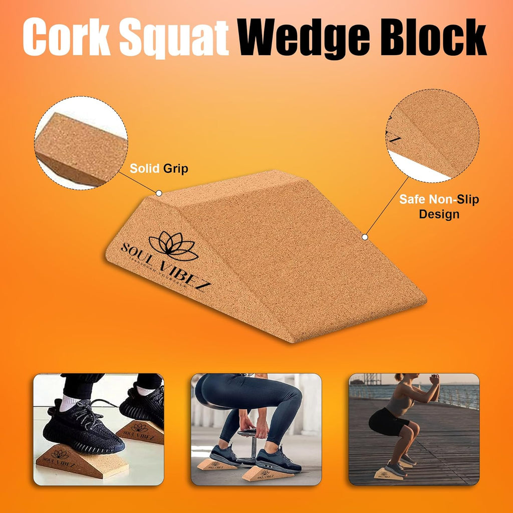 Cork Squat Wedge Block Non Slip Slant Board for Calf Stretching and Weightlifting T9242