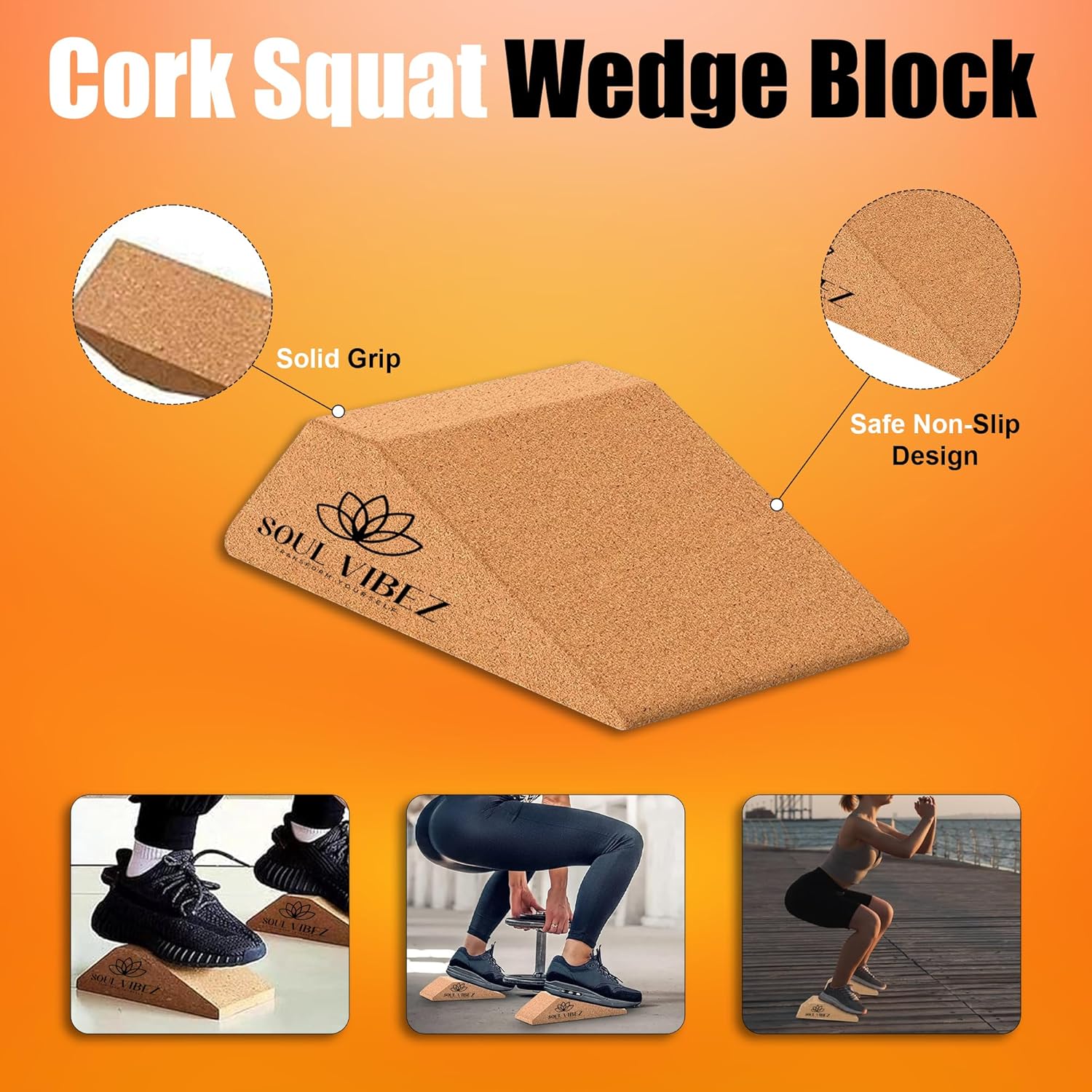 Cork Squat Wedge Block Non Slip Slant Board for Calf Stretching and Weightlifting T9242
