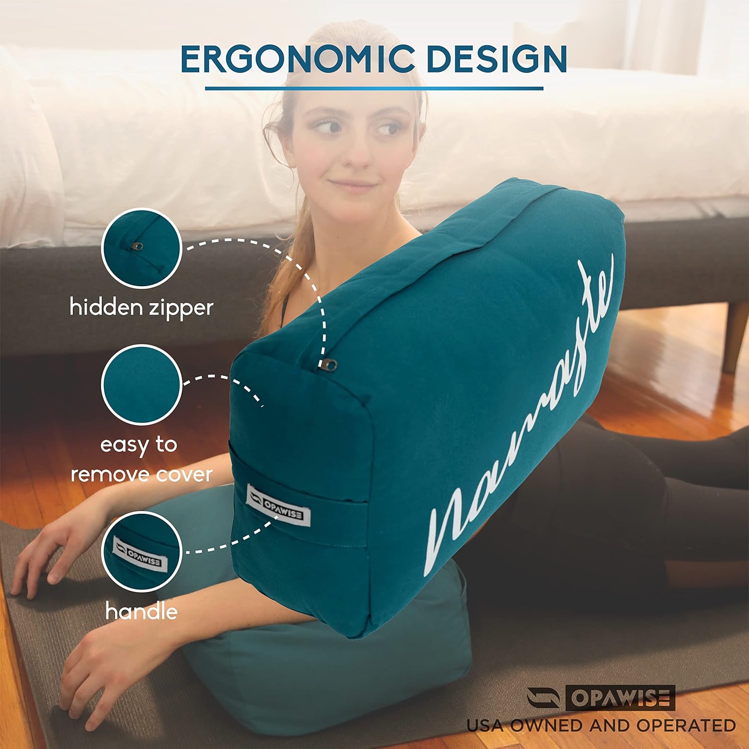 Rectangular Yoga Bolster Pillow with Washable Cover C603