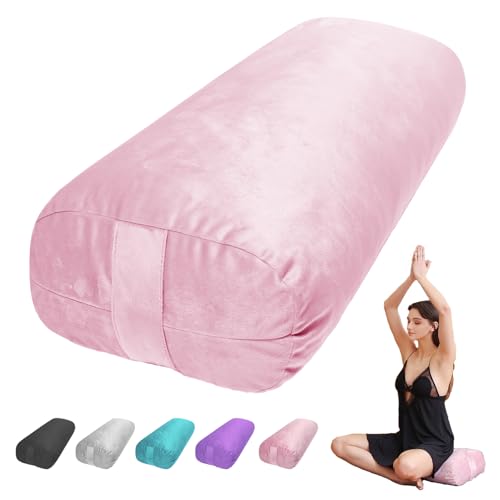 Yoga Bolster Pillow for Restorative Yoga - Meditation Pillow with Velvet Cover - Yoga Pillow for Yin Yoga, prenatal Yoga, Meditation - Rectangular Yoga Bolster