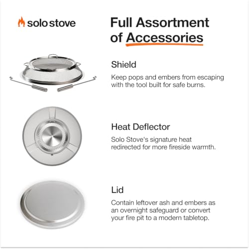 Smokeless Fire Pit with Stand, 19.5 Inch Portable Outdoor Stainless Steel Wood Burning Fireplace L5717