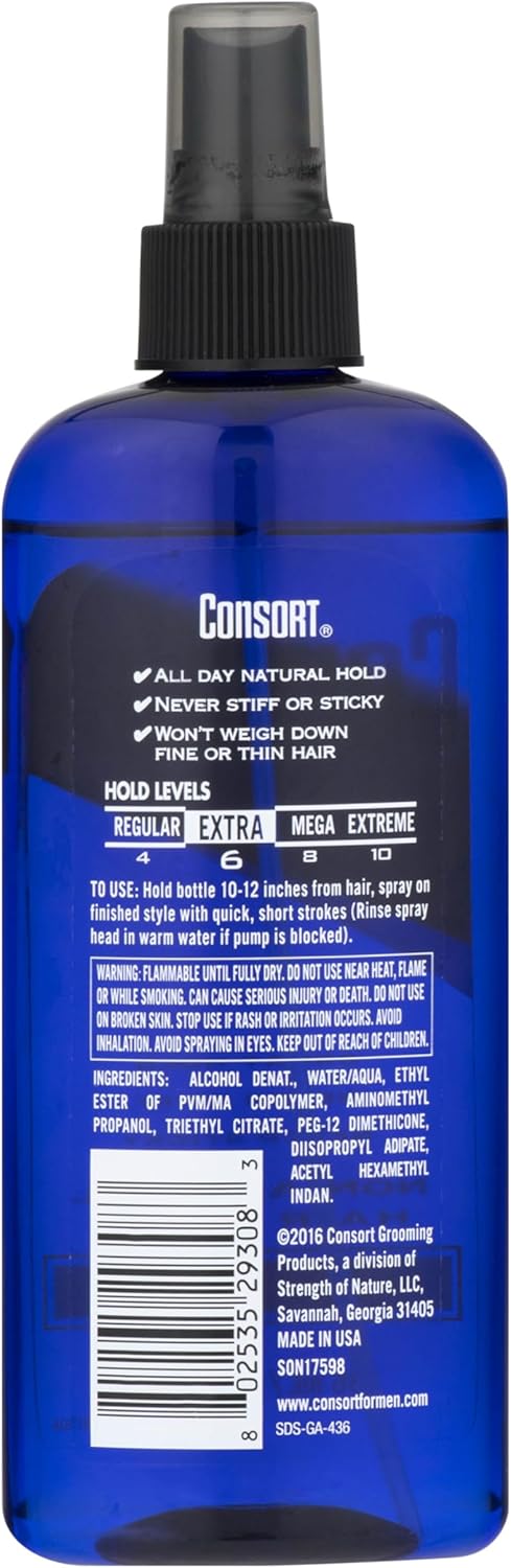 Hair Spray for Men Unscented Extra Hold, Non-Aerosol, 8 oz, Pack of 11 G90109