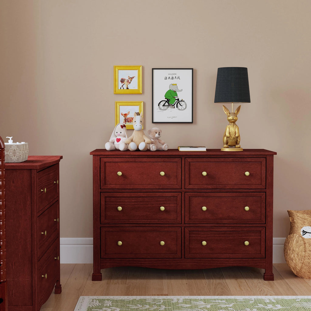 6-Drawer Double Wide Dresser, Rich Cherry D6567